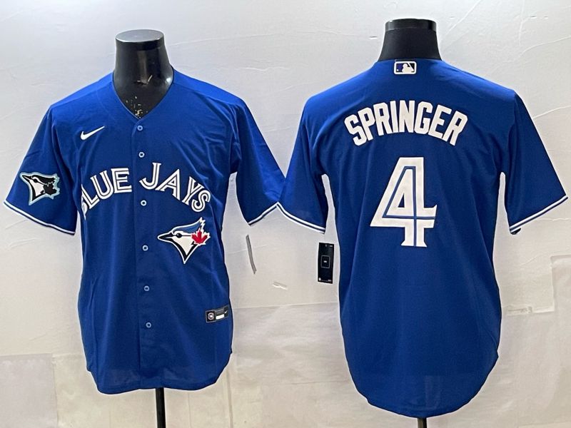 Men 2025 Toronto Blue Jays #4 Springer Blue Game Nike MLB Jersey style 03